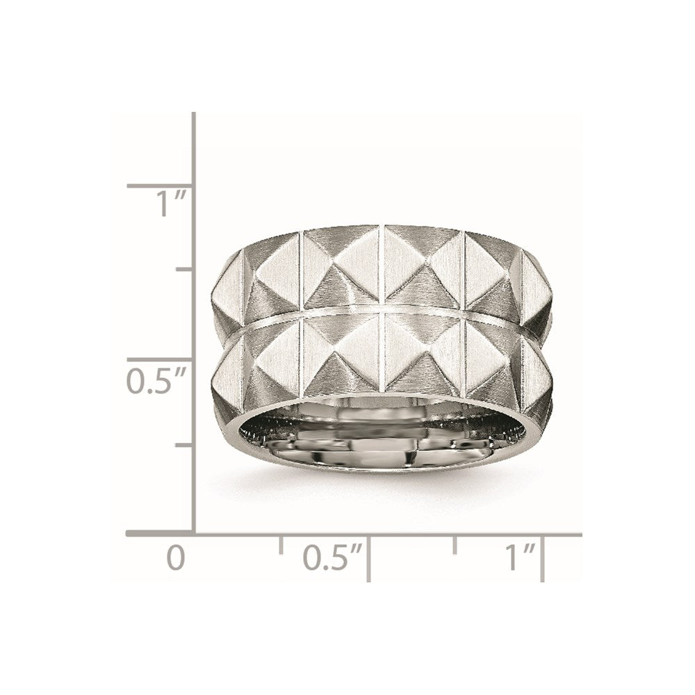 Edelstahl Gebürstet und Gerillt 12 Studded Ring