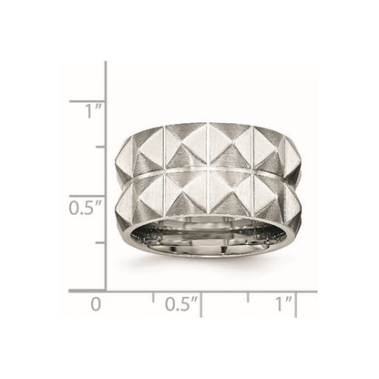 Edelstahl Gebürstet und Gerillt 12 Studded Ring