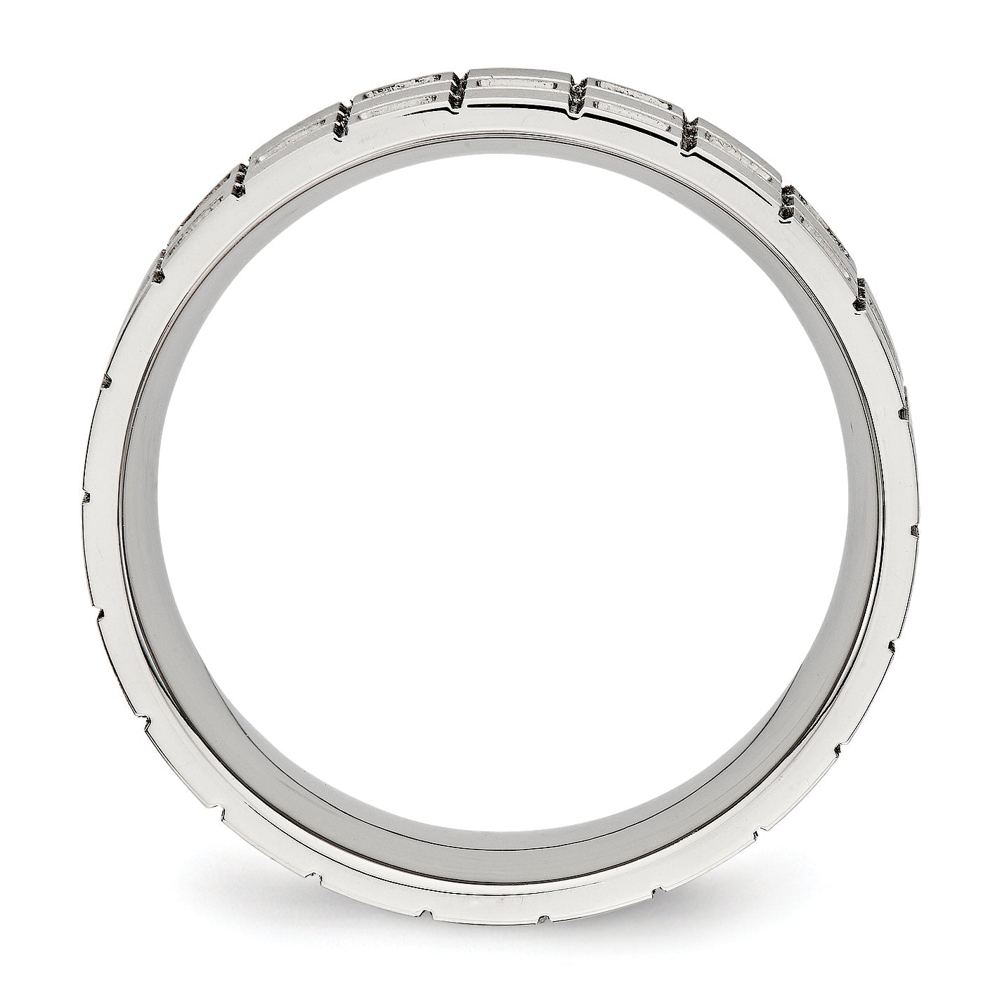 Edelstahl Gebürstet Zirkonia 7mm Gerillt Ring