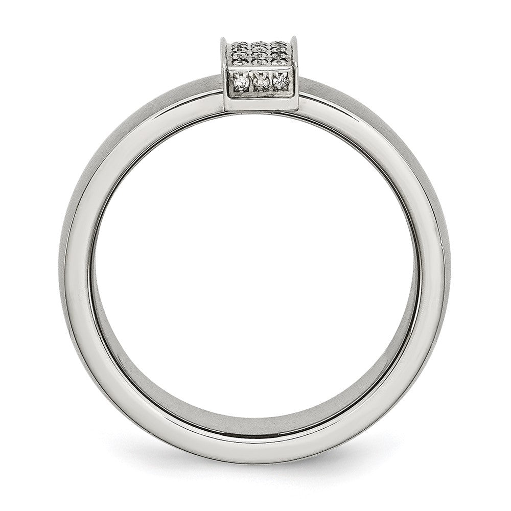 Edelstahl Gebürstet Zirkonia 8mm Ring