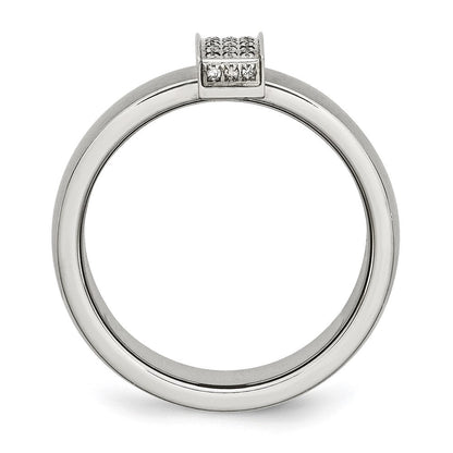 Edelstahl Gebürstet Zirkonia 8mm Ring