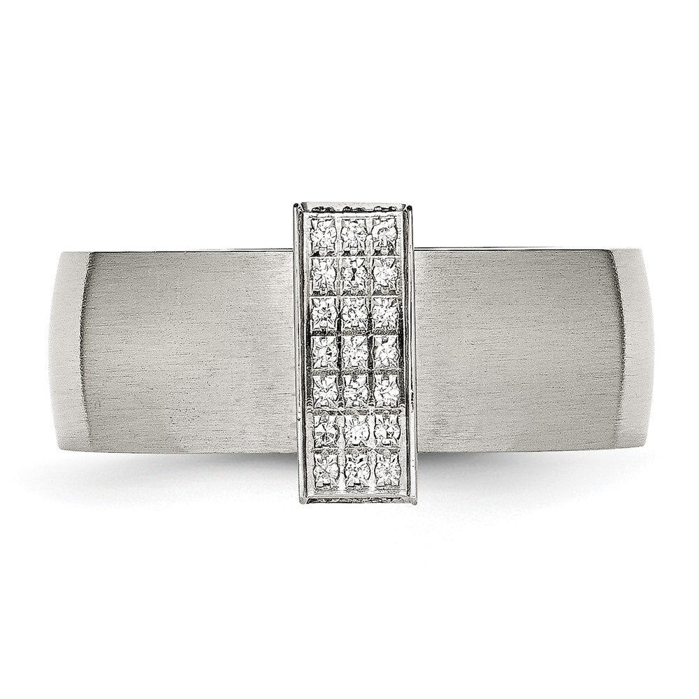 Edelstahl Gebürstet Zirkonia 8mm Ring