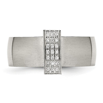 Edelstahl Gebürstet Zirkonia 8mm Ring