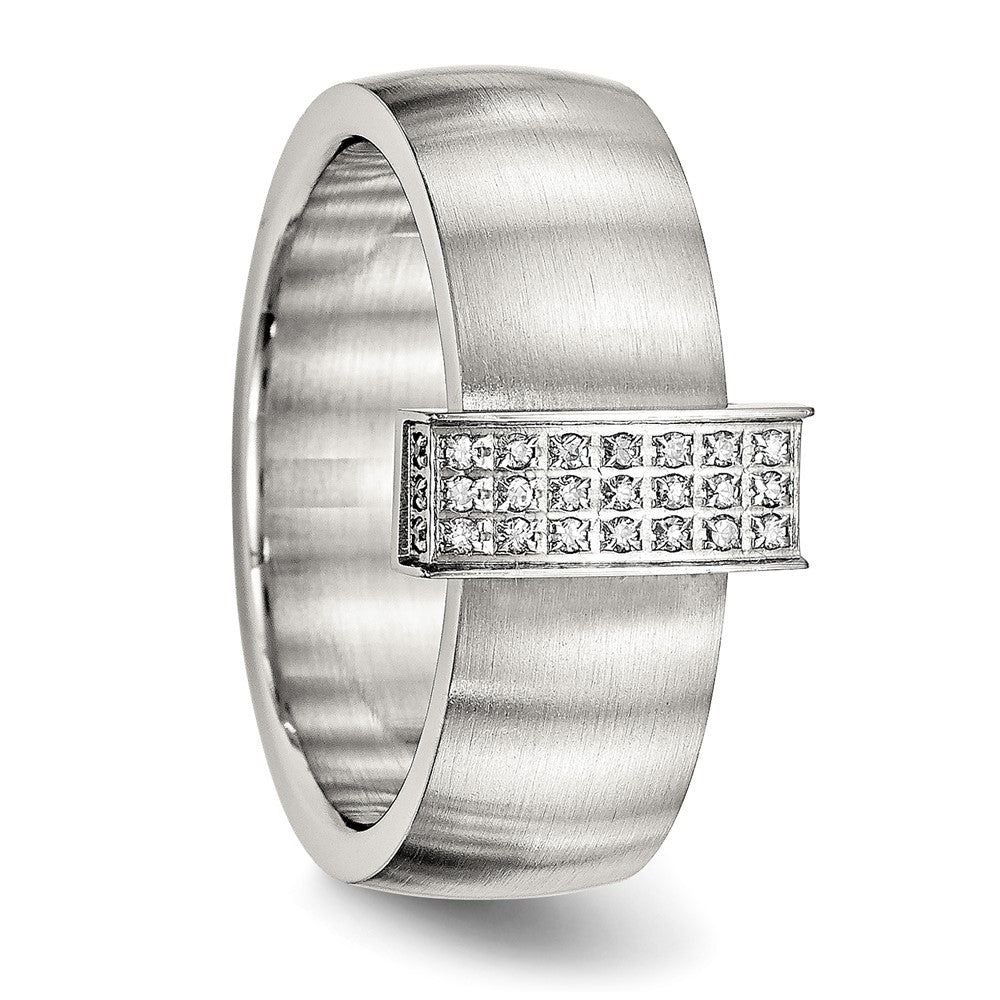 Edelstahl Gebürstet Zirkonia 8mm Ring