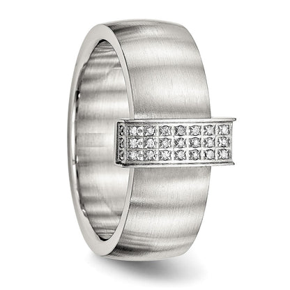 Edelstahl Gebürstet Zirkonia 8mm Ring