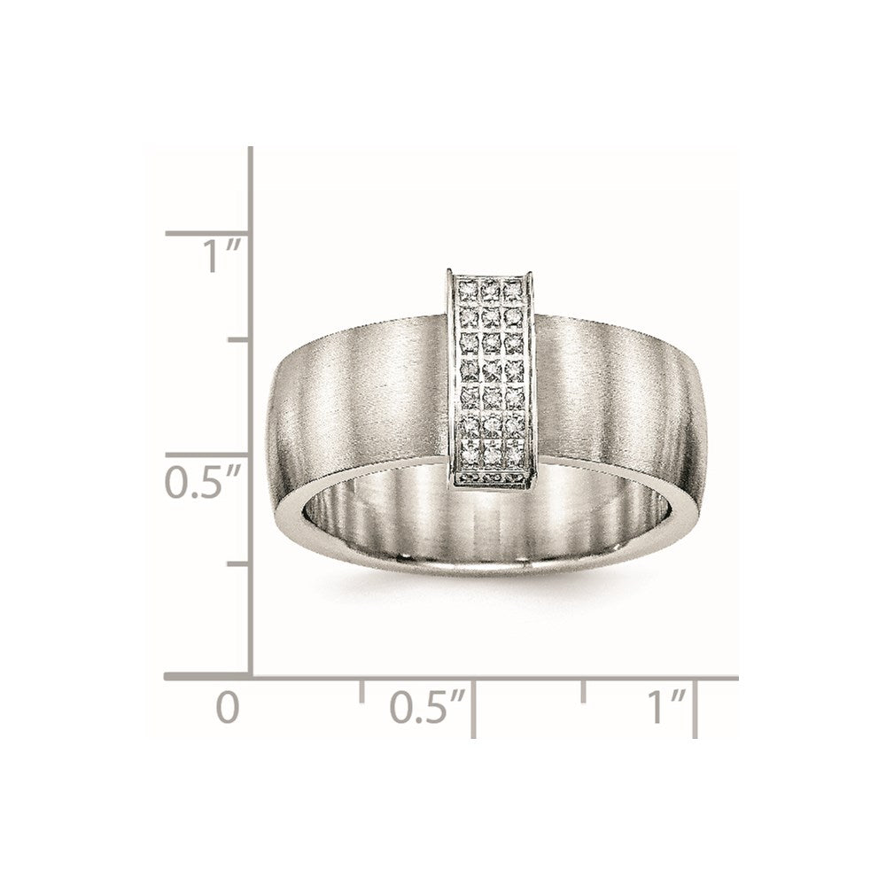 Edelstahl Gebürstet Zirkonia 8mm Ring