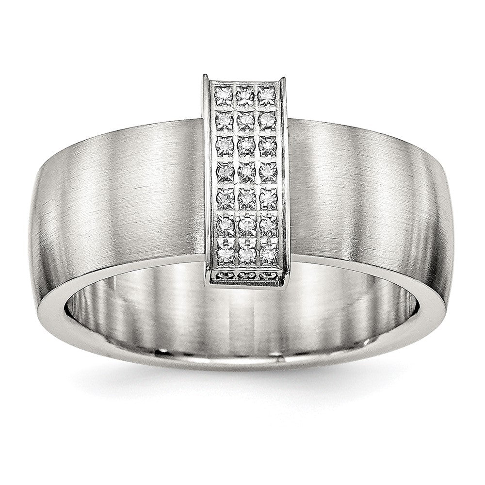 Edelstahl Gebürstet Zirkonia 8mm Ring