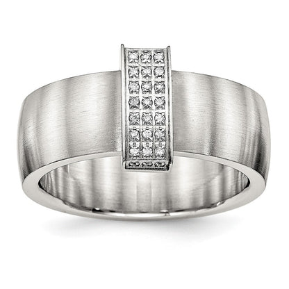 Edelstahl Gebürstet Zirkonia 8mm Ring