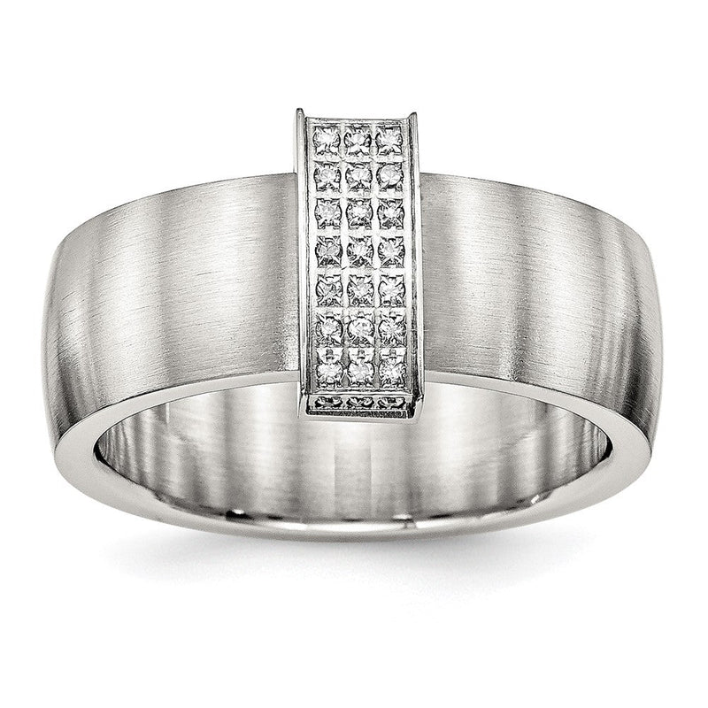 Edelstahl Gebürstet Zirkonia 8mm Ring