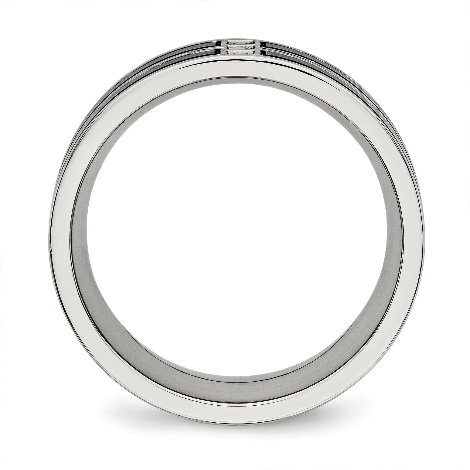 Edelstahl Poliert Schwarz Ip Beschichtet Zirkonia 8mm Ring
