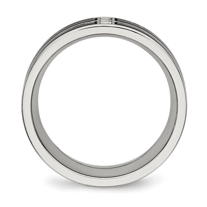 Edelstahl Poliert Schwarz Ip Beschichtet Zirkonia 8mm Ring