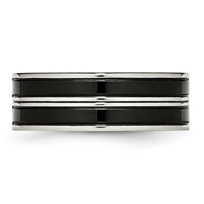 Edelstahl Poliert Schwarz Ip Beschichtet Zirkonia 8mm Ring