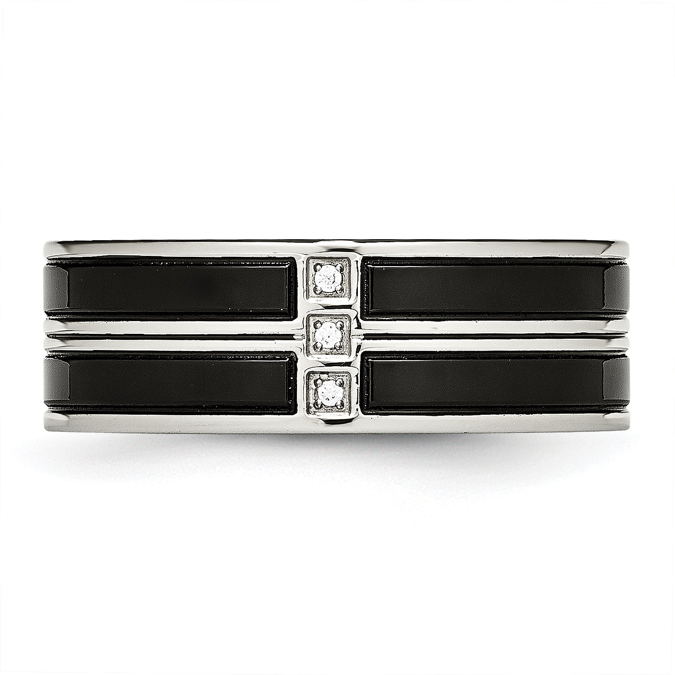 Edelstahl Poliert Schwarz Ip Beschichtet Zirkonia 8mm Ring