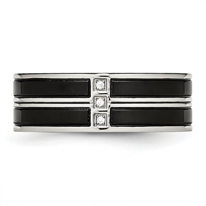 Edelstahl Poliert Schwarz Ip Beschichtet Zirkonia 8mm Ring