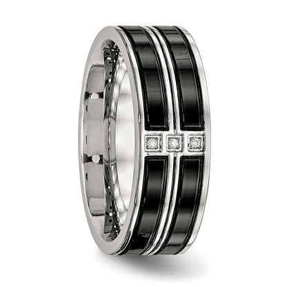 Edelstahl Poliert Schwarz Ip Beschichtet Zirkonia 8mm Ring