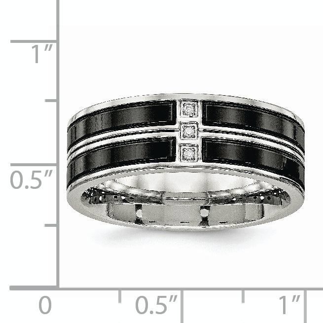 Edelstahl Poliert Schwarz Ip Beschichtet Zirkonia 8mm Ring