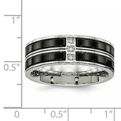 Edelstahl Poliert Schwarz Ip Beschichtet Zirkonia 8mm Ring