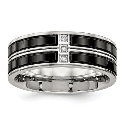 Edelstahl Poliert Schwarz Ip Beschichtet Zirkonia 8mm Ring