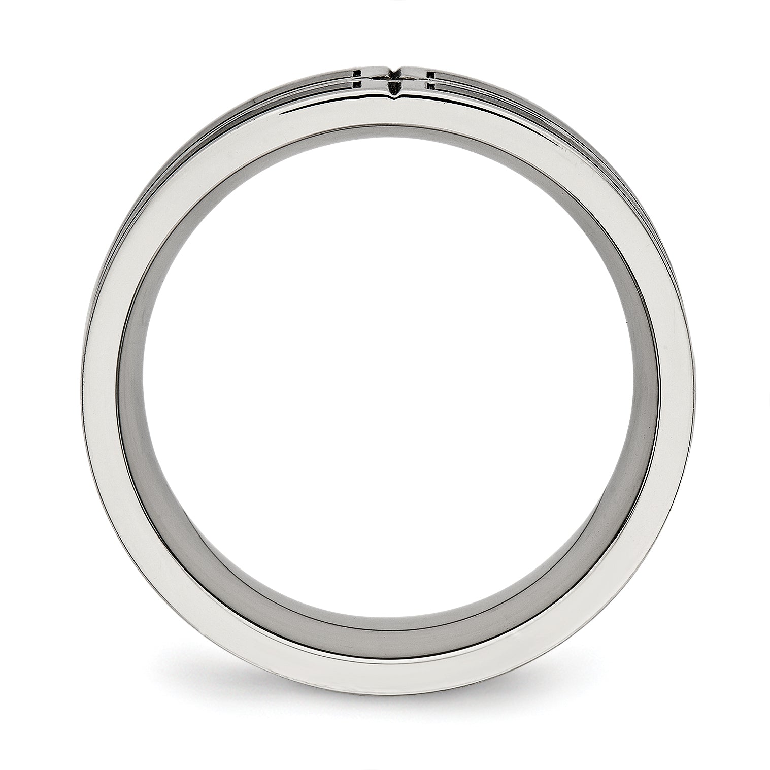 Edelstahl Poliert Gebürstet Mittig Schwarz Ip Beschichtet Zirkonia 8mm Ring
