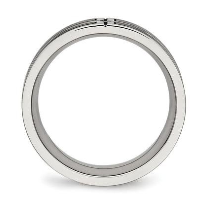 Edelstahl Poliert Gebürstet Mittig Schwarz Ip Beschichtet Zirkonia 8mm Ring