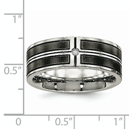 Edelstahl Poliert Gebürstet Mittig Schwarz Ip Beschichtet Zirkonia 8mm Ring