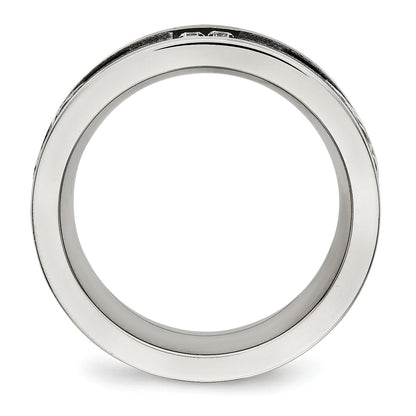 Edelstahl Poliert Schwarz Ip Lasergeschnitten Ankerkette Einlage & Zirkonia 8mm Ring