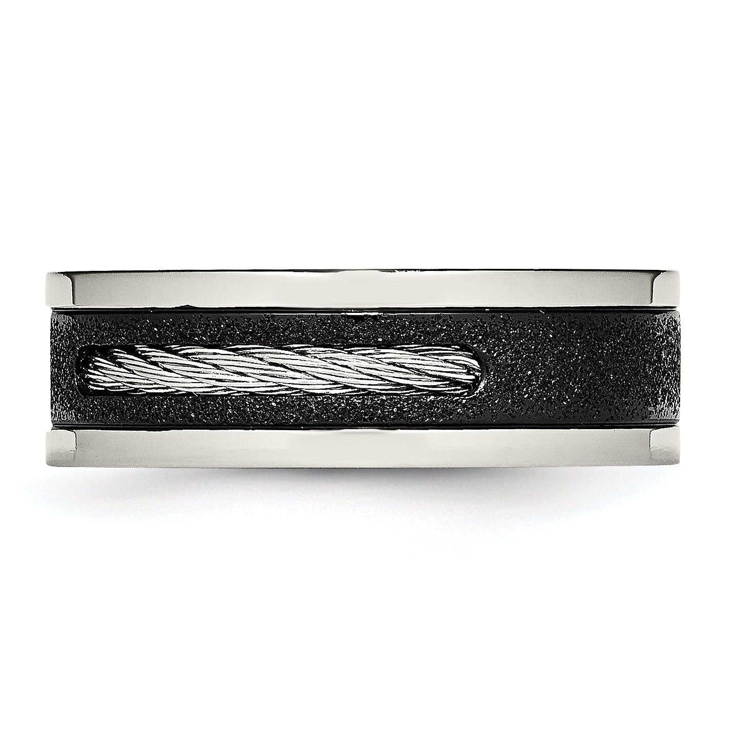 Edelstahl Poliert Schwarz Ip Lasergeschnitten Ankerkette Einlage & Zirkonia 8mm Ring
