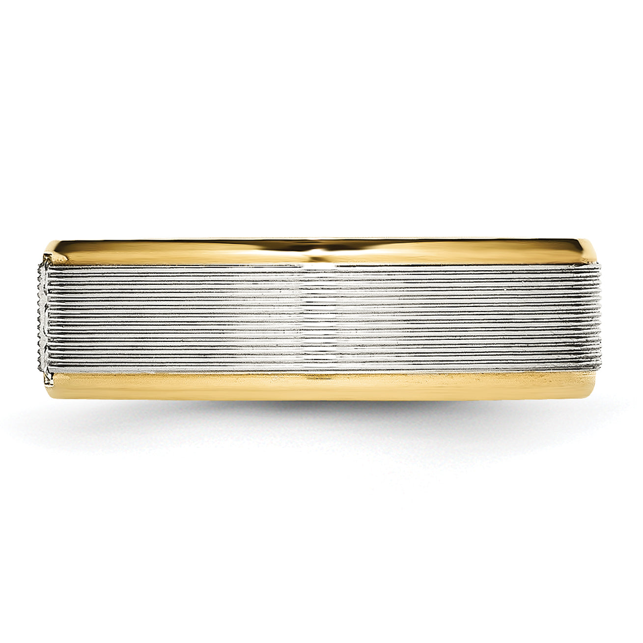 Edelstahl Poliert Gelb Ip Beschichtet Zirkonia 6mm Gerillt Ring