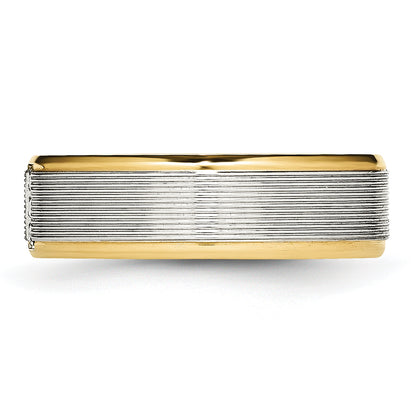 Edelstahl Poliert Gelb Ip Beschichtet Zirkonia 6mm Gerillt Ring