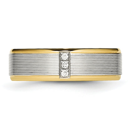 Edelstahl Poliert Gelb Ip Beschichtet Zirkonia 6mm Gerillt Ring