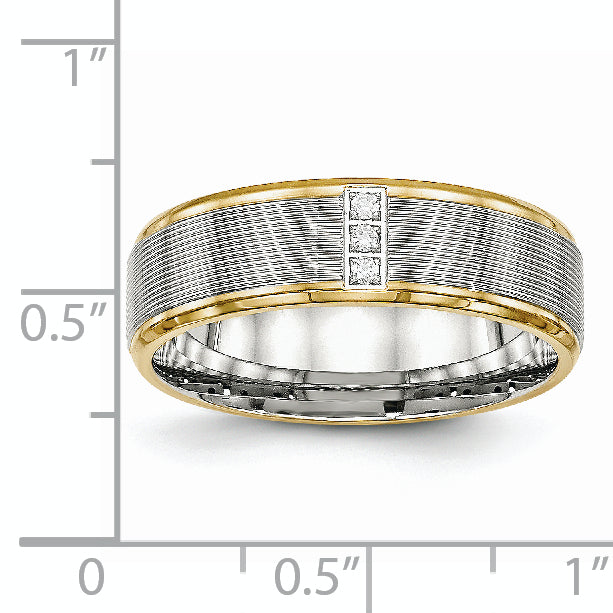 Edelstahl Poliert Gelb Ip Beschichtet Zirkonia 6mm Gerillt Ring