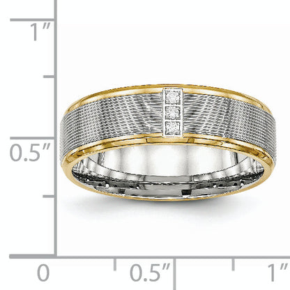 Edelstahl Poliert Gelb Ip Beschichtet Zirkonia 6mm Gerillt Ring