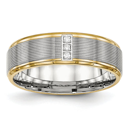 Edelstahl Poliert Gelb Ip Beschichtet Zirkonia 6mm Gerillt Ring