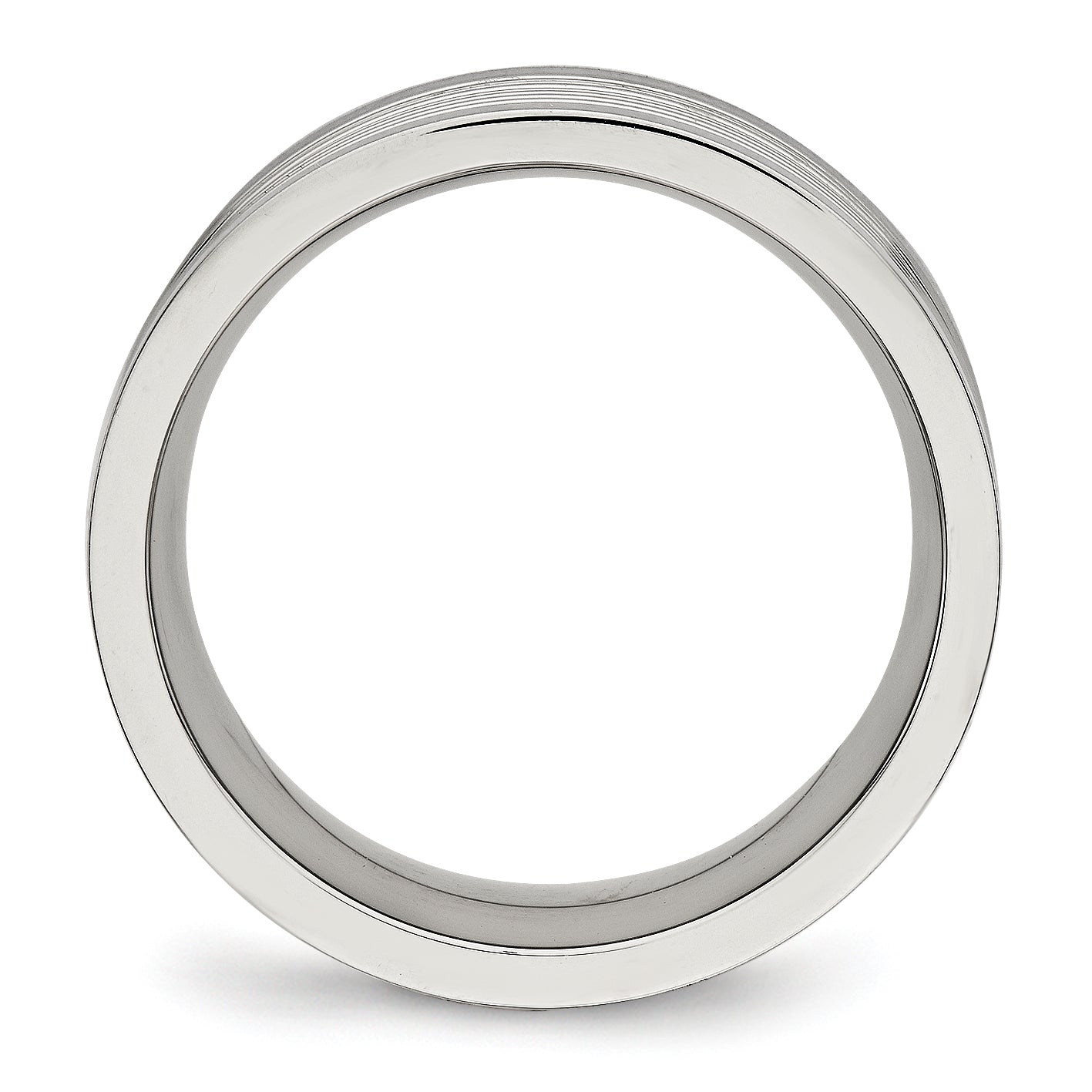 Edelstahl Poliert Gerillt 8mm Komfort-Passform Ring