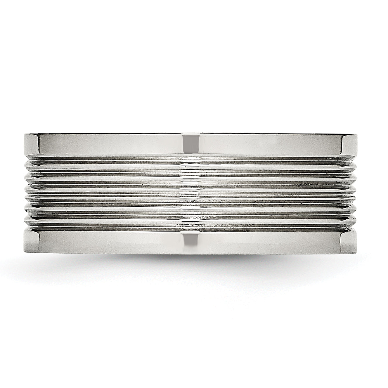 Edelstahl Poliert Gerillt 8mm Komfort-Passform Ring