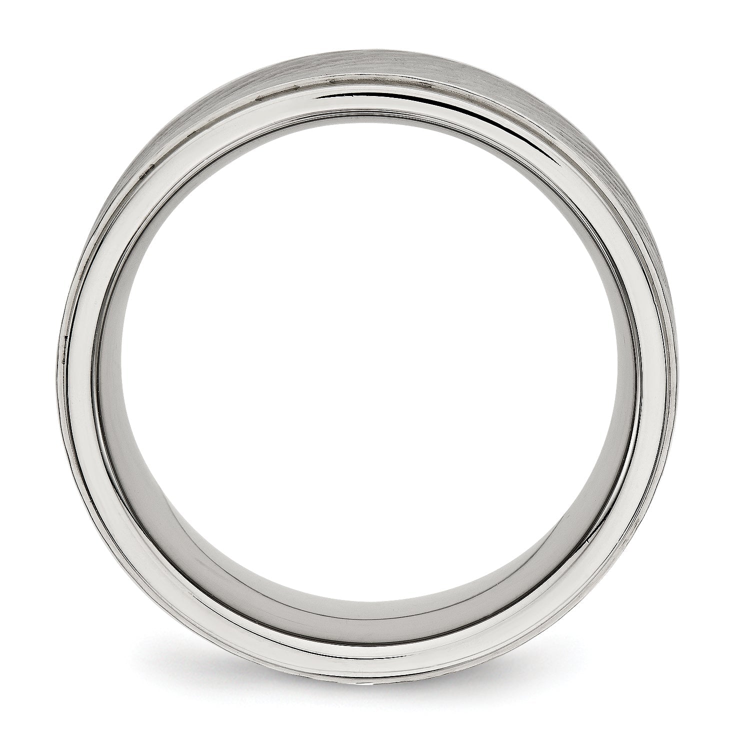 Edelstahl Poliert Gebürstet Mittig Diamantiert 9mm Ridged Kante Ring