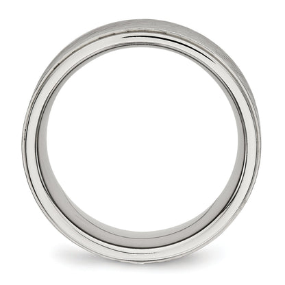 Edelstahl Poliert Gebürstet Mittig Diamantiert 9mm Ridged Kante Ring