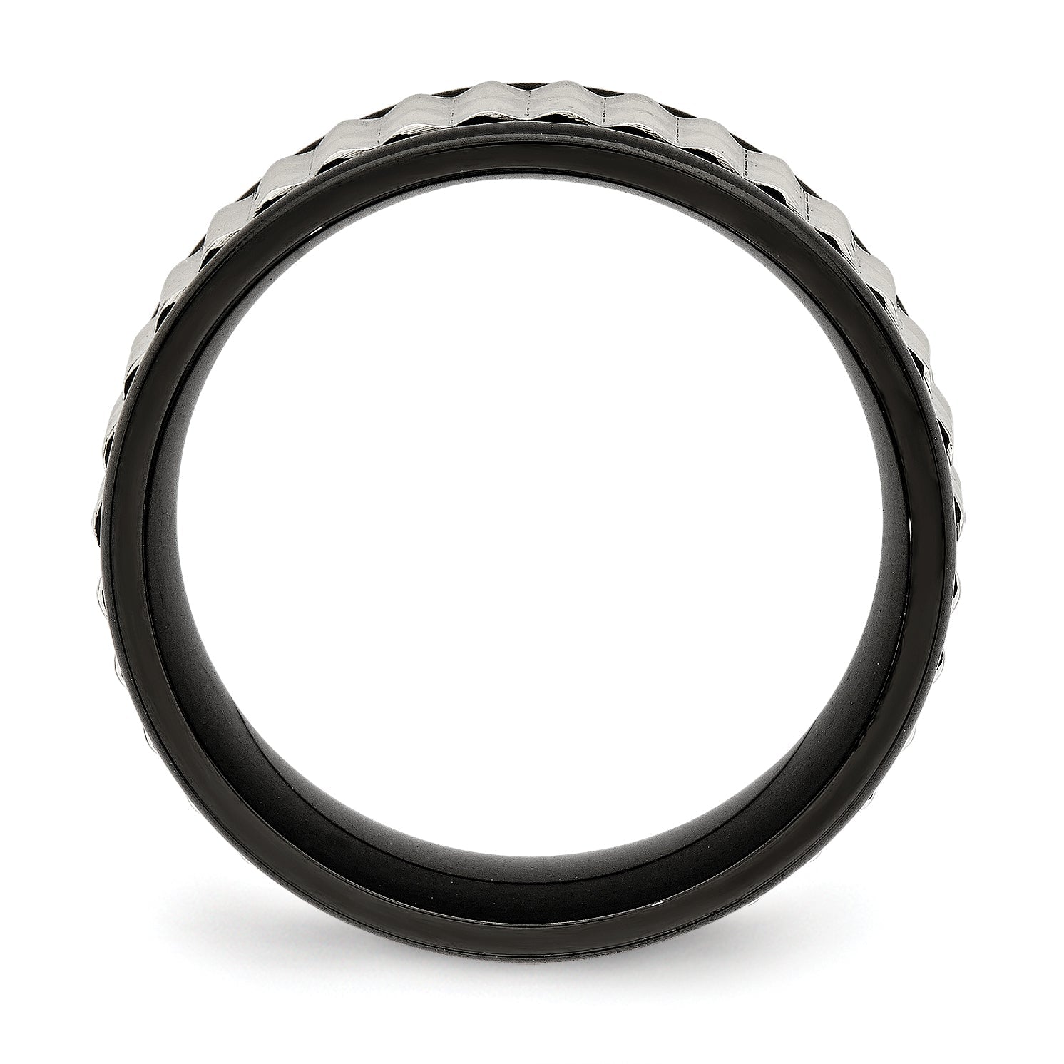 Edelstahl Poliert Schwarz Ip Beschichtet 9mm Studded Ring