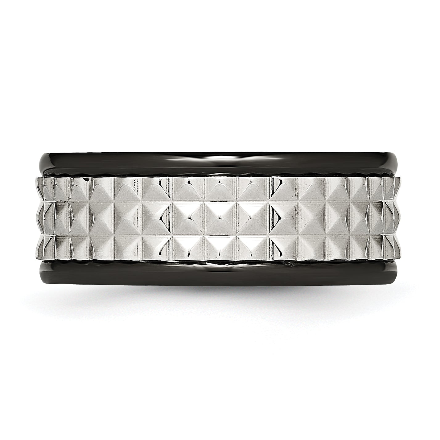 Edelstahl Poliert Schwarz Ip Beschichtet 9mm Studded Ring