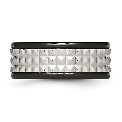 Edelstahl Poliert Schwarz Ip Beschichtet 9mm Studded Ring