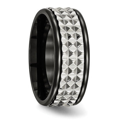 Edelstahl Poliert Schwarz Ip Beschichtet 9mm Studded Ring