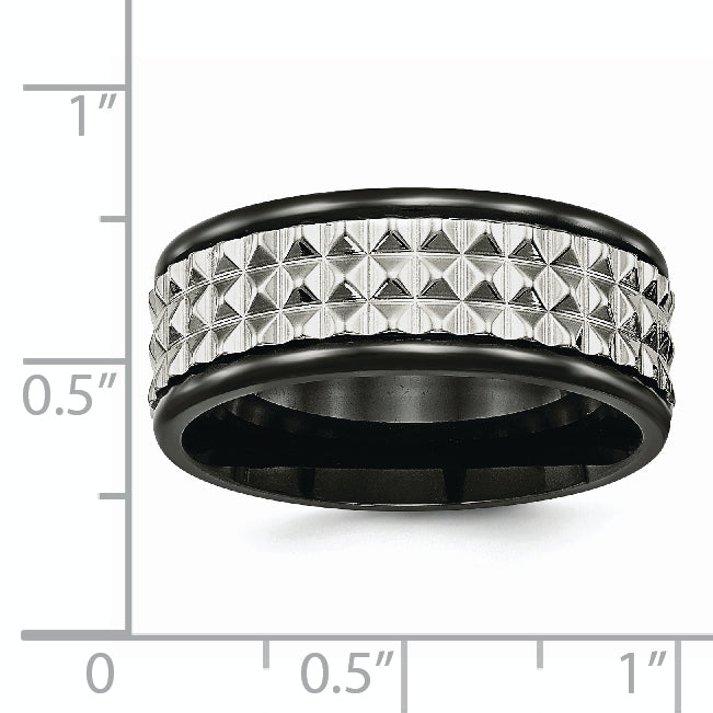 Edelstahl Poliert Schwarz Ip Beschichtet 9mm Studded Ring
