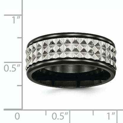 Edelstahl Poliert Schwarz Ip Beschichtet 9mm Studded Ring