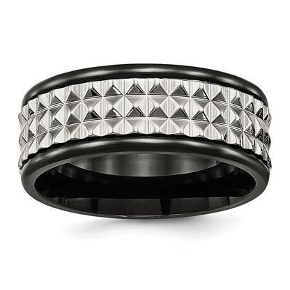 Edelstahl Poliert Schwarz Ip Beschichtet 9mm Studded Ring