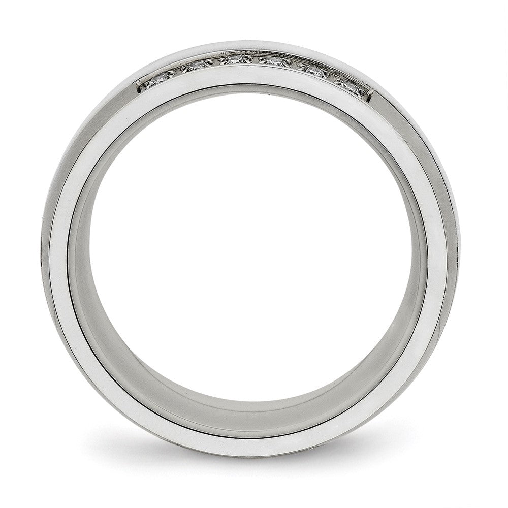 Edelstahl Poliert Weiß Keramik Zirkonia Ring
