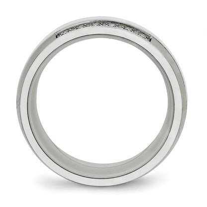 Edelstahl Poliert Weiß Keramik Zirkonia Ring