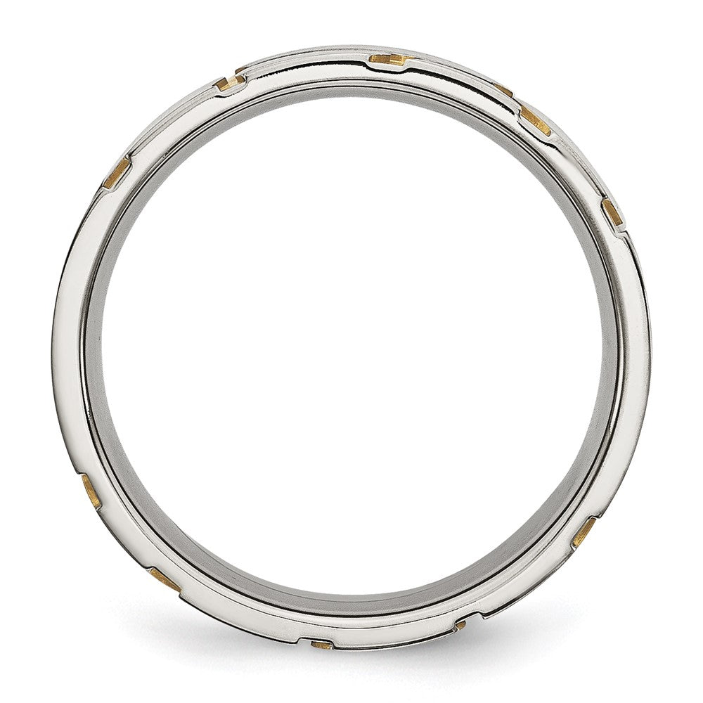 Edelstahl Gebürstet Gelb Ip Beschichtet 6mm Gerillt Ring