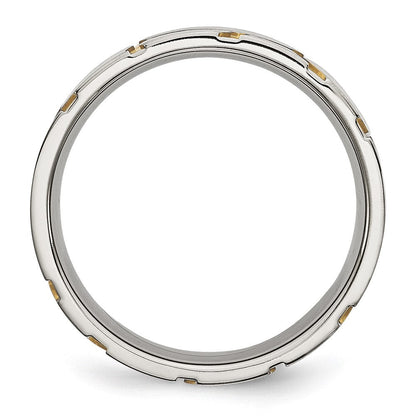Edelstahl Gebürstet Gelb Ip Beschichtet 6mm Gerillt Ring