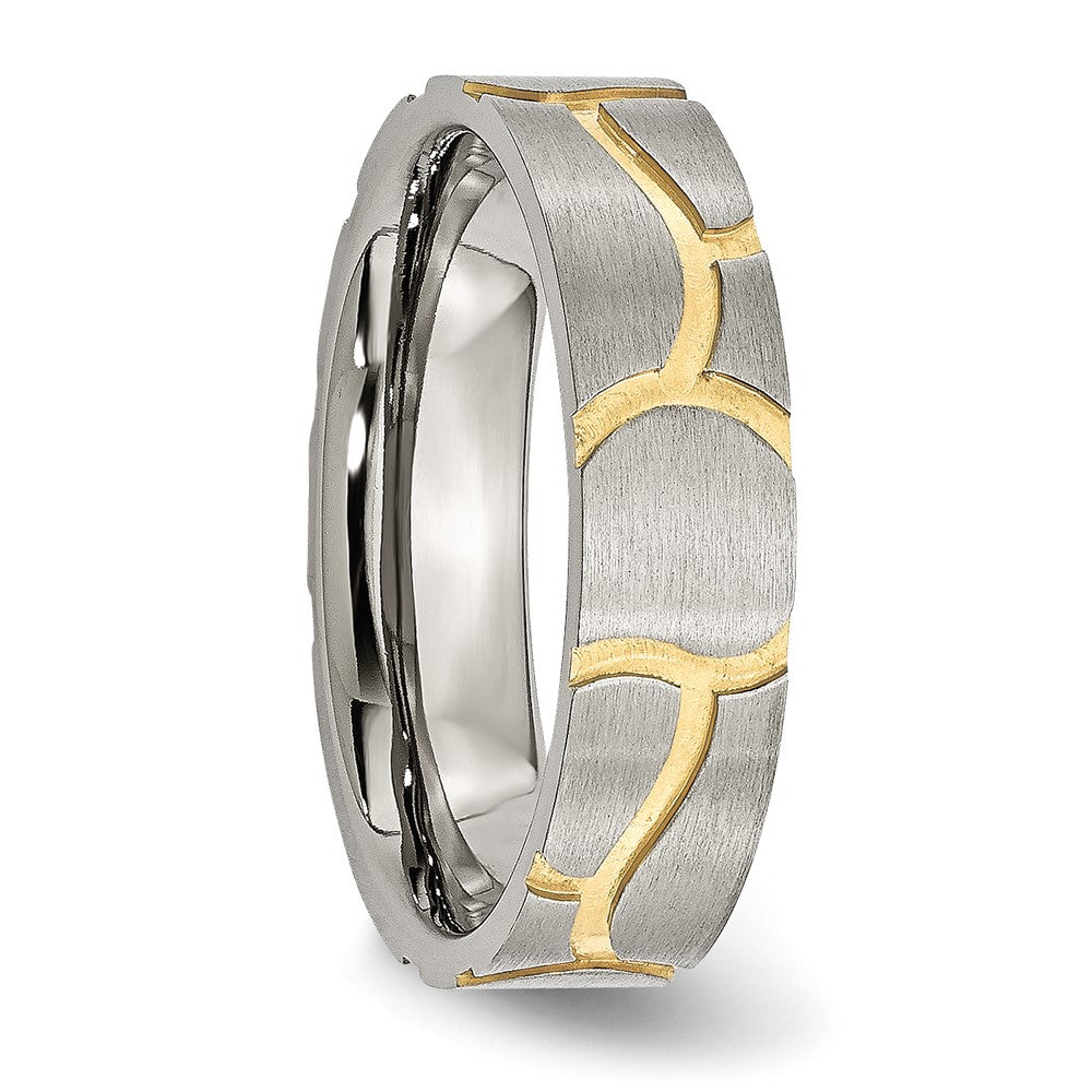 Edelstahl Gebürstet Gelb Ip Beschichtet 6mm Gerillt Ring