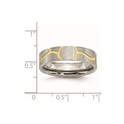 Edelstahl Gebürstet Gelb Ip Beschichtet 6mm Gerillt Ring